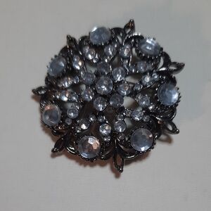 Elegant Silver Crystal Brooch